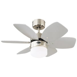 Westinghouse Flora Royale 76 cm Deckenventilator silber/weiß/chrom mit Licht