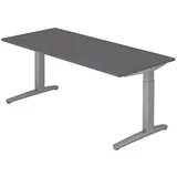 HAMMERBACHER XB19 höhenverstellbarer Schreibtisch grafit rechteckig, C-Fuß-Gestell silber 180,0 x 80,0 cm