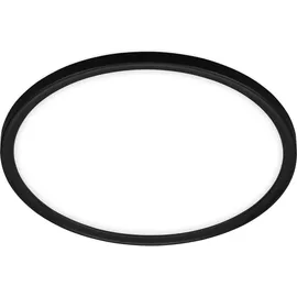 Briloner – LED Bad Deckenleuchte mit Backlight, IP44 LED Badezimmerlampe, ultraflach, neutralweißes Licht, Schwarz, 290x35 mm (DxH)