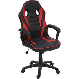MCW Bürostuhl MCW-F59, Schreibtischstuhl Drehstuhl Racing-Chair Gaming-Chair, Kunstleder schwarz/rot
