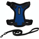 Best Pet Supplies Voyager Step-in Lock Katzengeschirr und reflektierende Katzenleine mit Neoprengriff by Best Pet Supplies - Für kleine, mittelgroße und große Katzenrassen, Königsblau / Schwarz, size XXS - 1,5 m