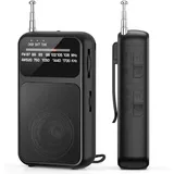 Mini-tragbares Fm-radio Mit 800-mah-akku, Tragbares Transistor-fm-radio Für Spaziergänge Und Reisen (schwarz)