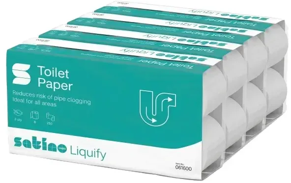 Wepa liquify Kleinrollen 2-lagig weiß Großpaktet 64 Rollen 64 Rollen/Paket x 250 Blatt, wasserlöslich, Großpaket