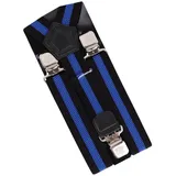 MIRROSI Hosenträger 4cm Breites X-Form mit extra Starken Clipverschluß (hoher Tragekomfort) Länge verstellbar für Damen und Herren blau|schwarz