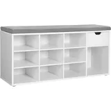 VASAGLE Sitzbank 30,5 cm x 104 cm x 48 cm Weiß-Grau