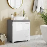 VASAGLE Waschbeckenunterschrank, Badezimmerschrank, 3 große Schubladen, 30 x 60 x 64 cm, Badschrank, 2 Fächer hinter der Tür - Grau