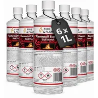 Bioethanol Rosenduft Ultra Premium – 6 x 1L Flamestuff Essence 96,6% Brennstoff – dezenter Rosenduft – 1 Liter Flaschen - Rauchfrei für Ethanol Kamin, Tischkamin & Wandkamin – Indoor Feuerstelle
