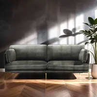 Oviala Business Sofa aus Samt und Messingfüßen 3-Sitzer