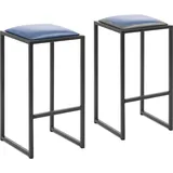 Royal Catering Barhocker 2er-Set Metall Kunstlederpolster Schwarz/Blau Barstuhl outdoor