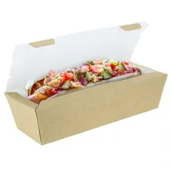 250 Stk. Große Kartonverpackungen für Hot Dogs aus Kraftpapier Ref PGYFK1