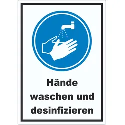 Hände waschen und desinfizieren Aufkleber A9 (37x52mm)