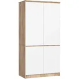 Akord Kleiderschrank S90 90 x 180 x 51 cm Weiß/Sonoma Eiche