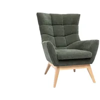 Miliboo Skandinavischer Sessel mit Samteffekt in Khaki und Holz