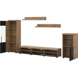 INOSIGN Wohnwand INOSIGN "Roger,Breite 270 cm moderne Mediawand ohne Beleuchtung", braun (wotan eiche, schwarz), B:270cm H:160cm T:40cm, Holzwerkstoff, Kunststoff, Melamin, Metall, Kastenmöbel-Sets, Wohnwand, Anbuwand (Set,5-St) viel Stauraum, Vitrinen mit