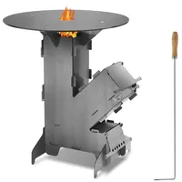 Jayseuw Raketenofen Raketenofen mit Feuerstellen-Poker für Camping Dutch Oven Campingkocher Rocket Stove Grillen Hobo Holzofen Feuerplatte 50cm