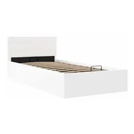 vidaXL Stauraumbett hydraulisch LED 90 x 200 cm weiß