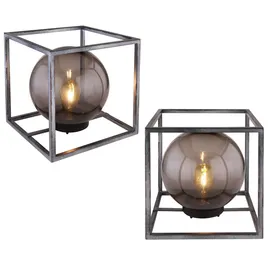 bmf-versand bmf-versand® Solarleuchten für Außen Garten Laterne 2er Set - Gartenlampe Würfel Rauchglas Optik 23 cm - Solarlampe Tischlampe Solar - Aussenlampe LED Balkon - Außenlaterne modern