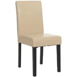 MCW Esszimmerstuhl, Beige, Schwarz, Leder, 43x90x56 cm, Esszimmer, Stühle, Esszimmerstühle, Vierfußstühle