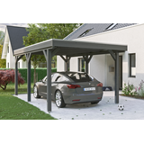 SKANHOLZ Skan Holz Carport Grunewald 321 cm x 554 cm mit Aluminiumdach Schiefergrau