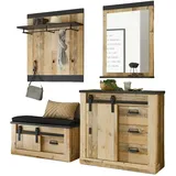 furn.design Garderobe Set 5-teilig in Used Wood hell und anthrazit Garderobenkombination 206 x 200 cm