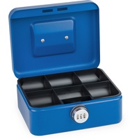 Sax Geldkassette mit Zahlenschloss, extra Starkes Schloss, 20 x 16 x 9cm, Medium, Blau (0-822-14)