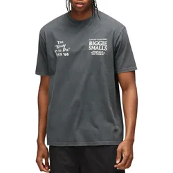 RE:COVERED X Biggie Smalls Herren Baumwoll-Shirt mit 1995 Ready to die tour 1995 Konzert Werbung T-Shirt Alltags-Shirt Kurzarm-Shirt MMLVN221 Grau - M