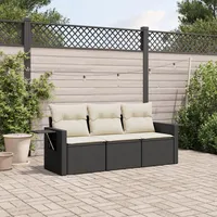 Gecheer 3-TLG. Gartenlounge Set, Balkonlounge Set, Terrassensofa, Loungemöbel Polyrattan, Polyrattan Gartenmöbel, Garten Sofa Set, Kissen