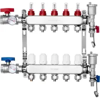 Vevor 5-Zweig-Wärmeverteilungsverteiler, 1/2-Zoll-PEX-Rohrverteiler, Edelstahl-PEX-Verteiler für hydronische Fußbodenheizung,
