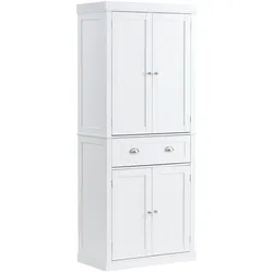 VEVOR 183 cm Vorratsschrank für die Küche, Hauswirtschaftsschränke mit Türen, Schublade &  3 Verstellbaren Regalen, Speisebuffet-Vorratskammern für Küche, Wohnzimmer, Esszimmer, Waschküche, Weiß