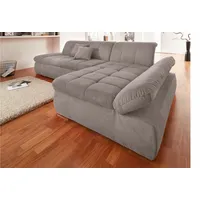 Ecksofa DOMO COLLECTION "NMoric XXL, B/T/H: 300/172/80cm, Revamierenabschluss L-Form" Sofas Gr. B/H/T: 300cm x 80cm x 172cm, Chenilleoptik, Recamiere rechts, ohne Funktion, grau (taupe) wahlweise mit Bettfunktion und Armlehnverstel,lung