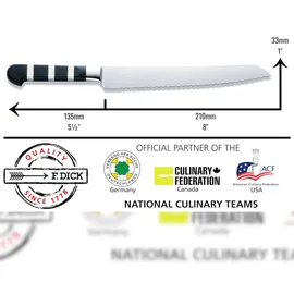 Friedr. Dick DICK Brotmesser Wellenschliff 1905 21cm