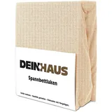DH DEIN.HAUS Frottee Weiches Spannbetttuch 180 x 200 cm – Baumwolle, mit Gummizug, pflegeleicht, Bettlaken – Farbe: Hellcreme