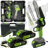 XMaster Mini-Kettensäge 1000 W, mit 2 Akkus 2,0 Ah, 6-Zoll-Führungsschiene, Akku-Kettensäge, Gartenschere, Astschere, Holzschere