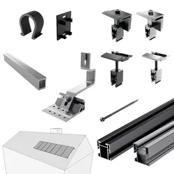 PV-Montagesystem Ziegeldach einstellbar, vertikal, 7 Kollektoren, Mounting Systems