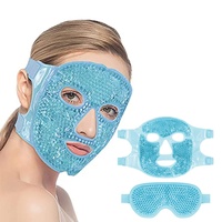 2 Stück Kühlmaske Gesicht,Augenmaske Kühlend,Gel Gesichtsmaske,Wiederverwendbare Gelperlen-Augenmaske für Geschwollene Augen, Rötungen, Kopfschmerzen (Blau)