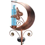 Regenmesser für den Außenbereich, beste Bewertung – 89,9 cm, Schmetterling und Mond, Solar-Gartenstecker, dekorative Regenmesser für Garten, Hof, Outdoor, Zaundekoration