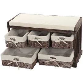 Mendler Kommode und Sitzbank mit 5 Schubladen 45 x 77 x 36 cm Braun