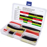 Quadrios 1812CA008 Schrumpfschlauchsortiment Schwarz, Rot, Weiß, Grün-Gelb Schrumpfrate:3:1, 2:1