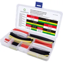 Quadrios 1812CA008 Schrumpfschlauchsortiment Schwarz, Rot, Weiß, Grün-Gelb Schrumpfrate:3:1, 2:1