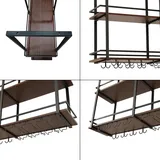 [en.casa] Weinregal, Hubro 120x30x85 cm Schwarz/Walnussoptik
