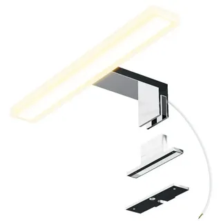 SSC-LUXon LINA Spiegelleuchte 30cm silber glänzend – Badezimmer Lampe für Spiegel 3-in-1 Badspiegelleuchte warmweiß 230V Spiegellampe Bad Beleuchtung