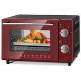 Mini Backofen 10L Minibackofen 650W Toasterofen Klein Ofen mit Timer Rot