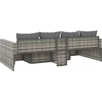 vidaXL 2-tlg. Garten-Lounge-Set mit Kissen Grau Poly Rattan