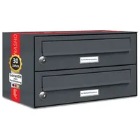 AL Briefkastensysteme 2er Briefkastenanlage Anthrazit Grau inkl. Zeitungsfach