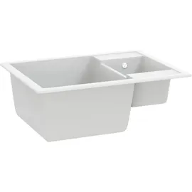 vidaXL Küchenspüle mit Überlauf Doppelbecken Weiß Granit