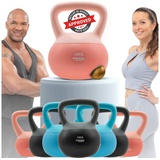 Miweba Sports Hantel Soft Kettlebell KB100 - verschiedene Varianten, (Anti-Rutsch-Griff - bodenschonend - Eisengranulat - Profi Fitness Schwunghantel - Indoor & Outdoor - Krafttraining - Workout - Ganzkörpertraining - Kugelgewicht - Kurzhantel - Kettle Bell - ergonomisch geformt, PVC-Kugelhantel, 4kg - 6kg - 8kg - 10kg, rosa / türkis / grau), Kugelhantel Sport Fitness Kraftraining Hantel Gewichte Workout rosa