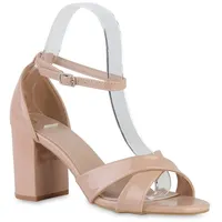 VAN HILL Damen Klassische Sandaletten in Nude Lack