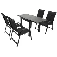 DEGAMO Garnitur ALCUDIA 5-teilig, Alu - Kunstgewebe schwarz