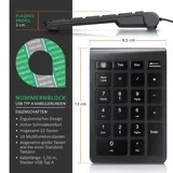 Aplic Numpad 22 Tasten – Keypad kabelgebunden USB Typ A – Ziffernblock mit 10 Multifunktionstasten – Multimedia-Keys – geneigte Tastatur – für PC