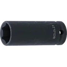BGS Kraft-Steckschlüssel-Einsatz Sechskant, tief 7221, Antrieb Innenvierkant 12,5 mm (1/2"), SW 21 mm